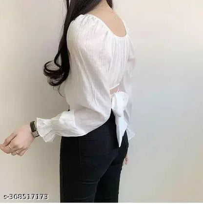 Modern Classic Puff Style Full Sleeve Crop Top – Elegant & Trendy!