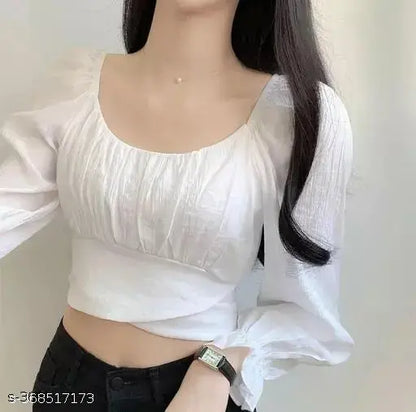 Modern Classic Puff Style Full Sleeve Crop Top – Elegant & Trendy!