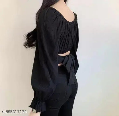 Modern Classic Puff Style Full Sleeve Crop Top – Elegant & Trendy!