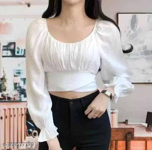 Modern Classic Puff Style Full Sleeve Crop Top – Elegant & Trendy!